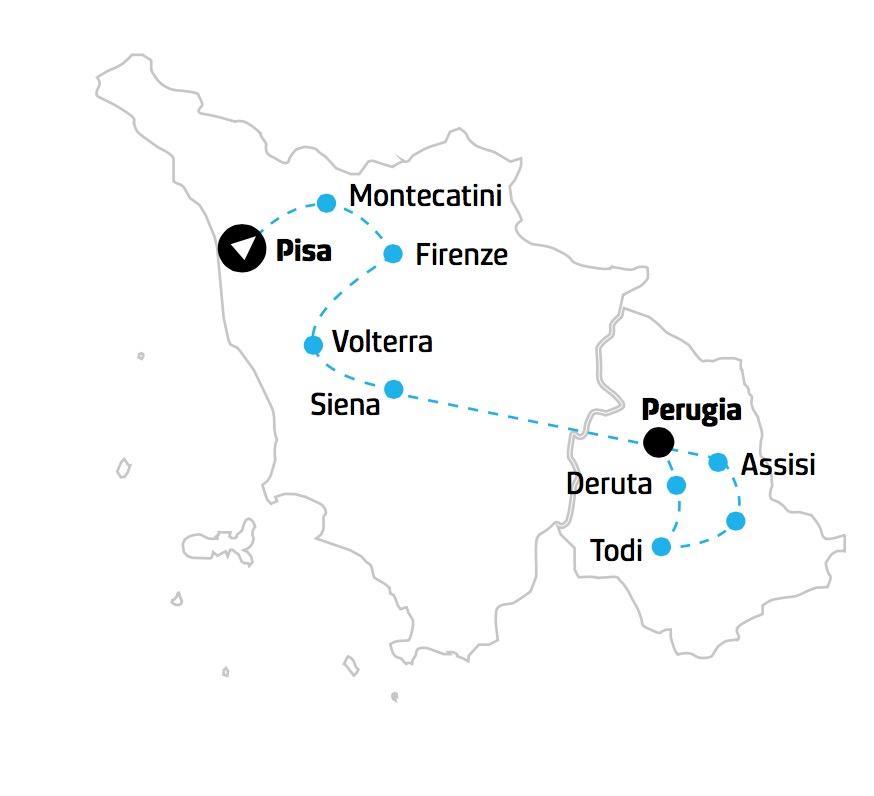 Tour Umbria e Toscana mappa