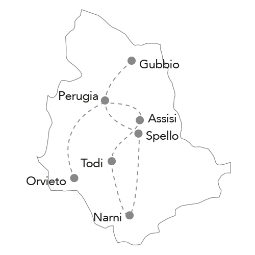 tour umbria dei santi, mappa turistica