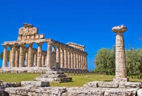 Temple of Athena in the archaeological site of Paestum, Italy